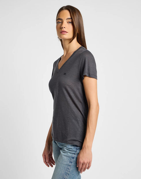 Lee Women's V Neck T-Shirt in Black